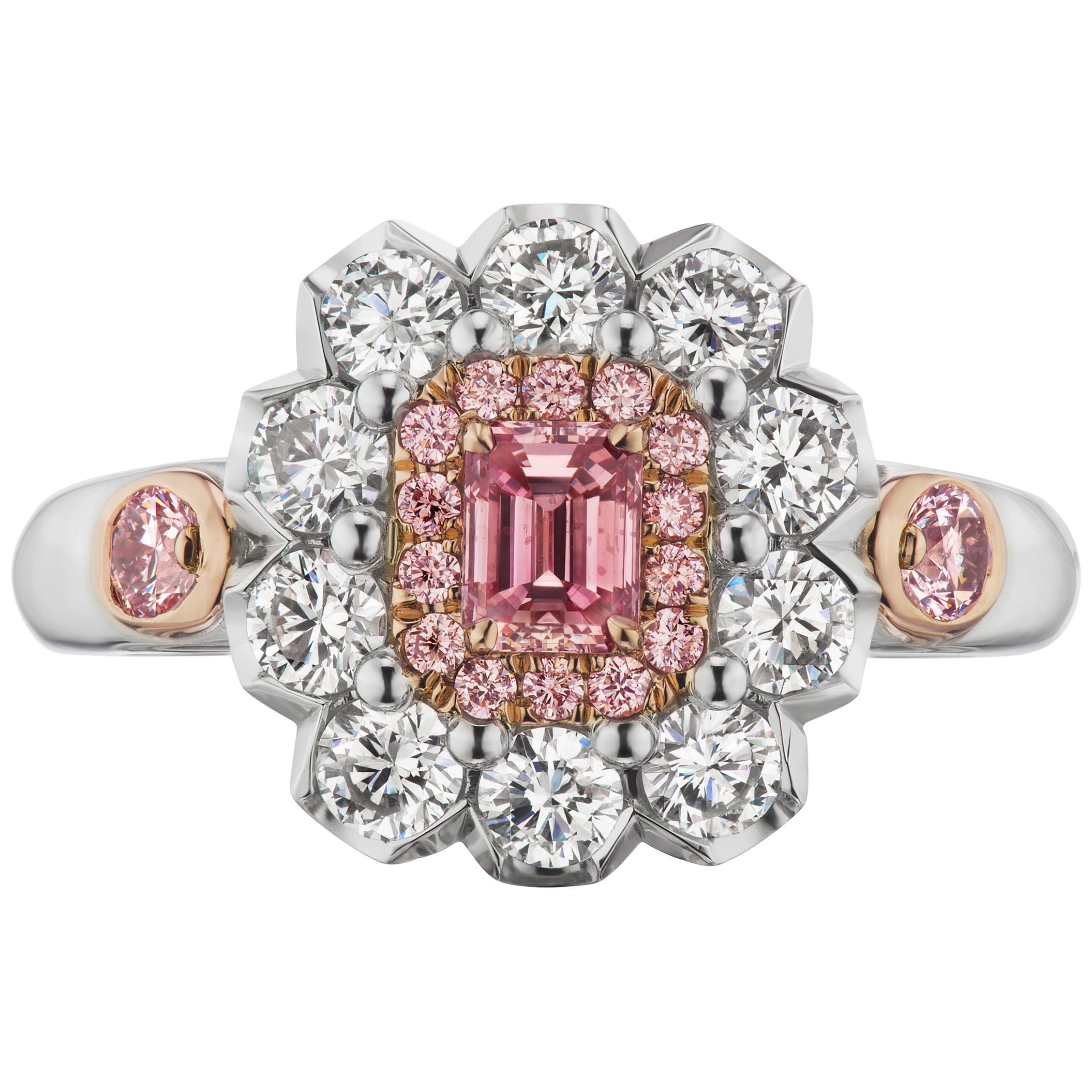 GIA Certified .33 Carat Fancy Intense Pink with Argyle Pink Diamond Ring