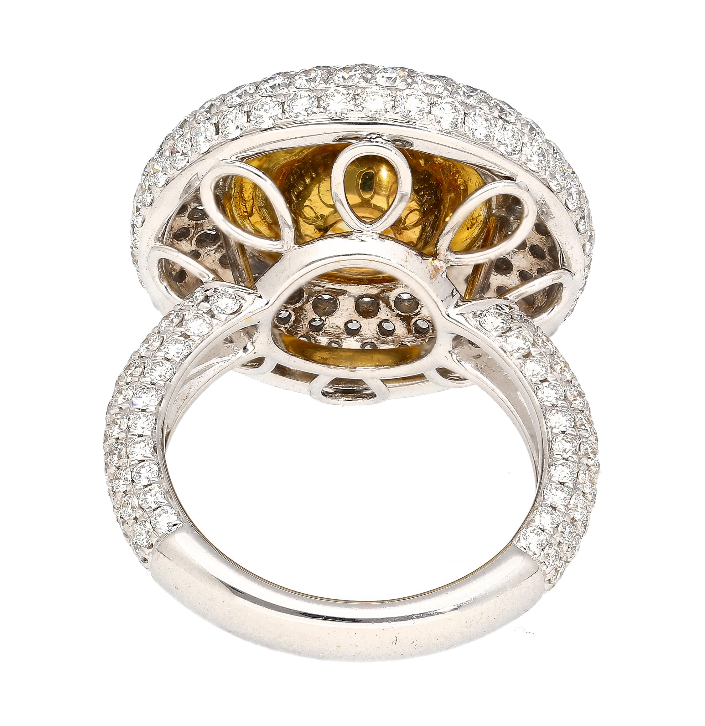 GIA Certified 3.3 Carat Fancy Intense Yellow Flawless Round Diamond Ring In New Condition For Sale In Miami, FL