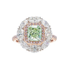 GIA Certified 3.3 Carat Fancy Yellow Green and Pink Diamond Ring in 18K Gold