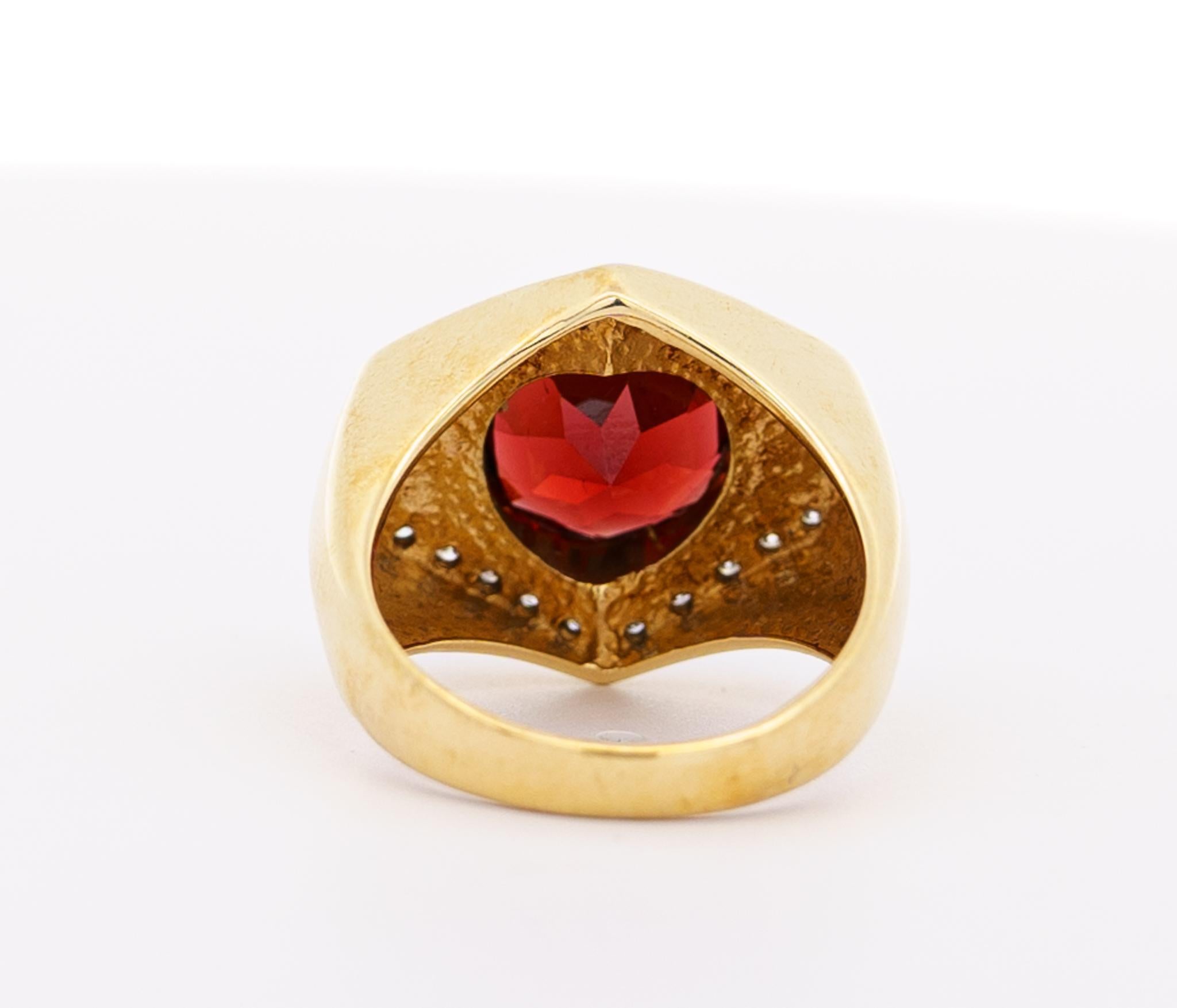 Modern GIA Certified 3.3 Carat Garnet Bezel Set With Diamonds In 14k Gold Men's Ring For Sale