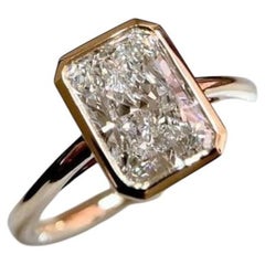 GIA Certified 3.30 Carat D VVS1 Radiant Diamond Bezel Ring in 18K Rose Gold