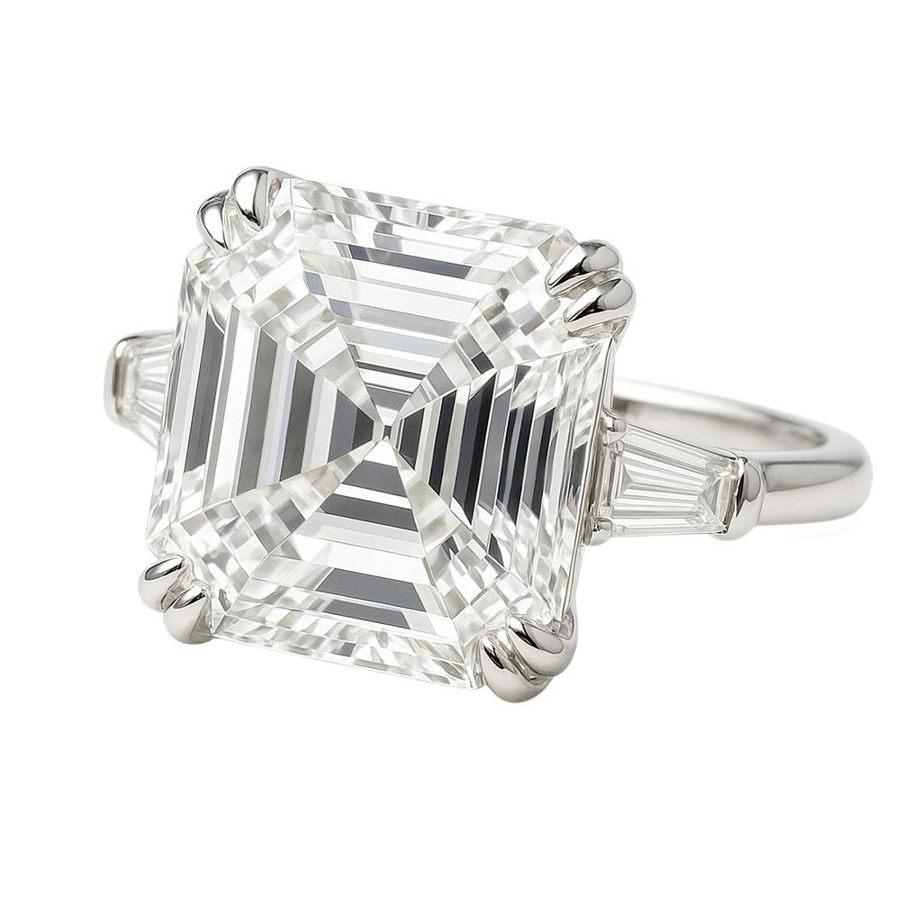 Contemporain Bague en platine avec diamant taille émeraude carrée de 3,01 carats E VS1 certifié GIA en vente