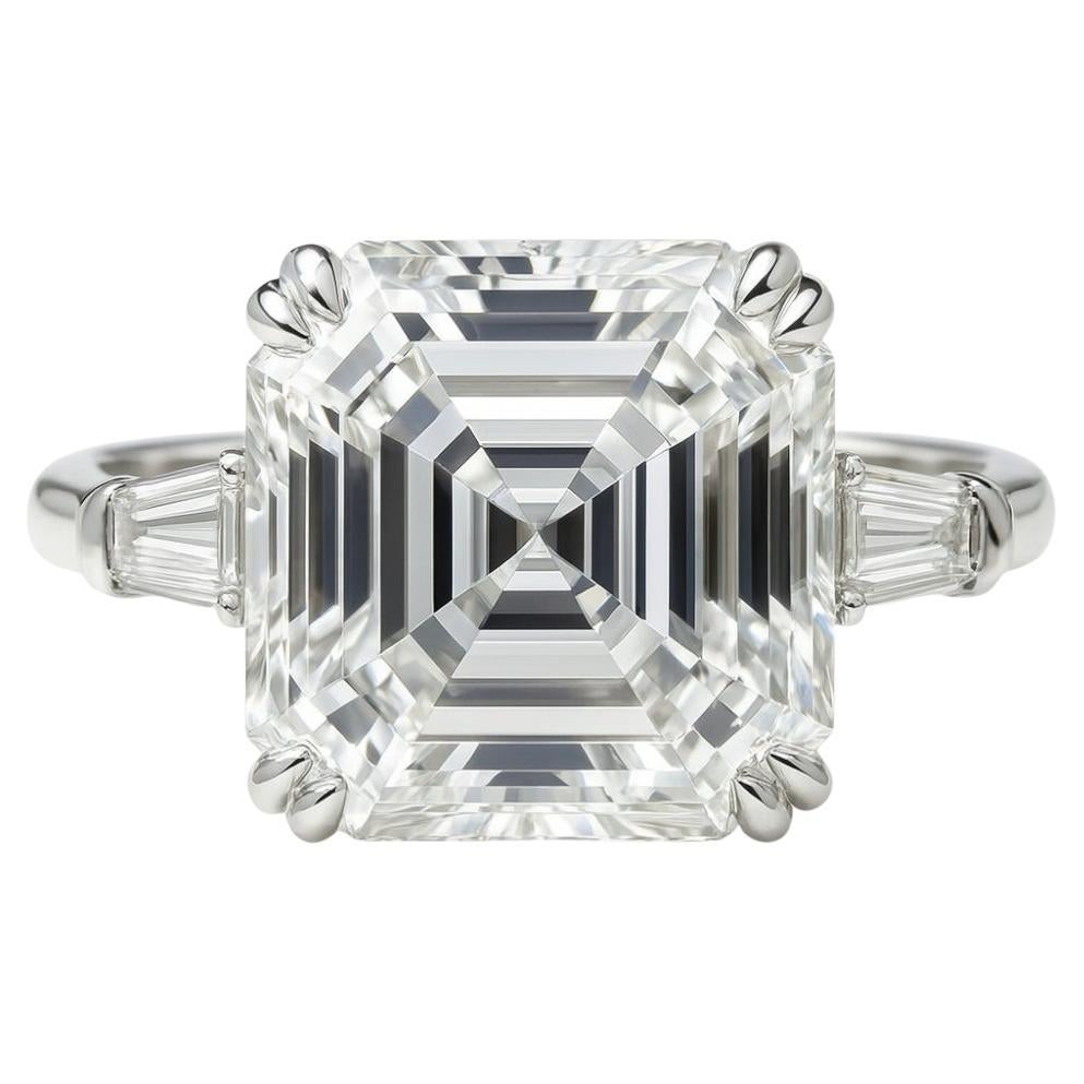 Anillo de diamantes cuadrados talla esmeralda de 3,01 quilates E VS1 certificados por GIA en platino