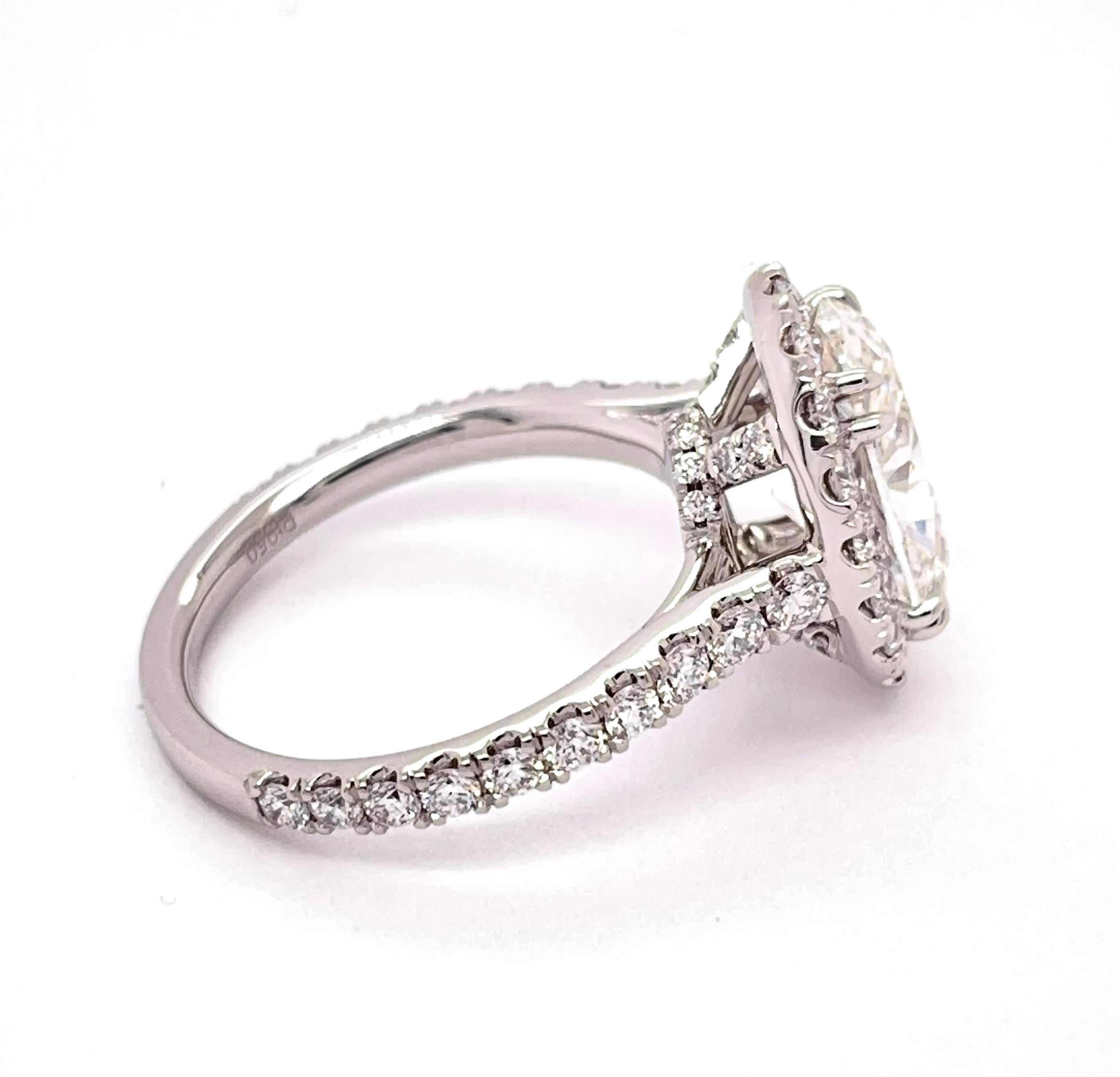 Women's GIA Certified 3.30 Carat Oval Diamond Engagement Ring Platinum Mounting