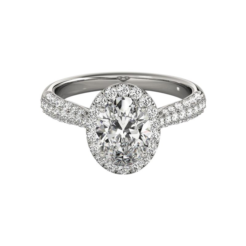 Halo ovalado de 3,30 quilates certificado por el GIA Multi-Row  Anillo de diamantes