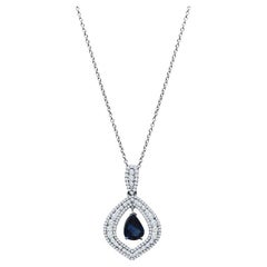 GIA Certified 3.30 Carat Pear Shaped Madagascar Sapphire & Diamond Necklace 