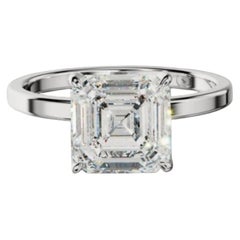 GIA zertifiziert 3,30 Ct D VVS1 Quadratische Smaragd Diamant versteckte Halo Ring in 18K Gold