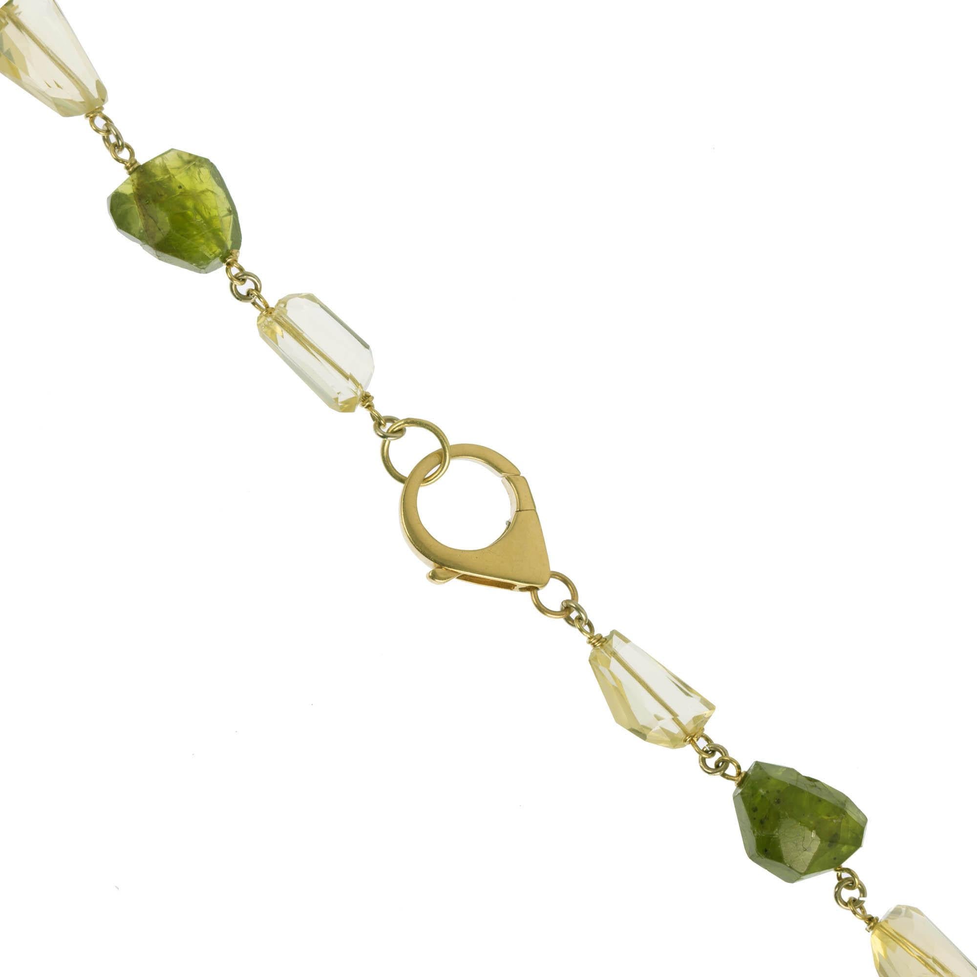 Women's GIA Certified 330.00 Carat Peridot Citrine Freeform Gold Beaded Chain Necklace For Sale
