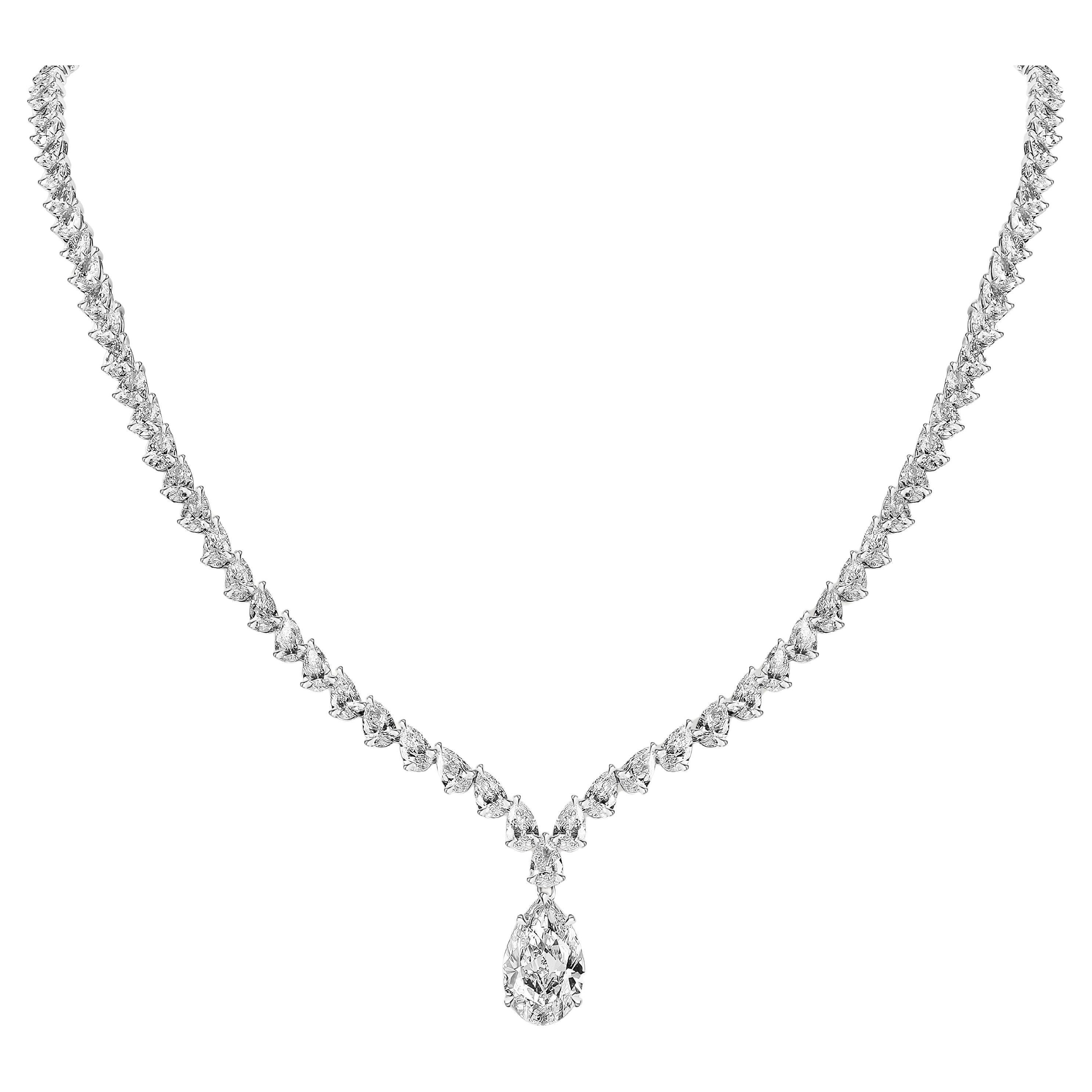 GIA Certified 33.00ct Pear Diamond Tennis Necklace
