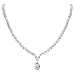 GIA Certified 33.00ct Pear Diamond Tennis Necklace