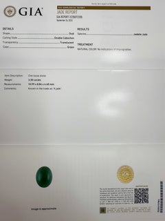 GIA Certified 3.30ct Jadeite A Grade Jade Green Oval 18k Yellow Gold Signet Ring