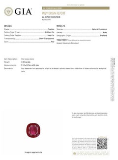 GIA Certified 3.30 Carat Natural Cushion Ruby