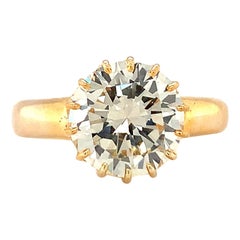Anillo de compromiso de diamantes con certificado Gia de 3,32 quilates en oro amarillo, hacia 1960