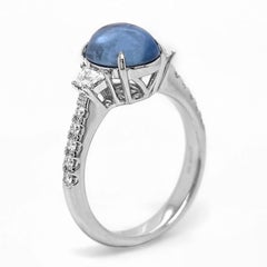 GIA Certified 3.32 Carat Sapphire and Diamond White Gold Ring