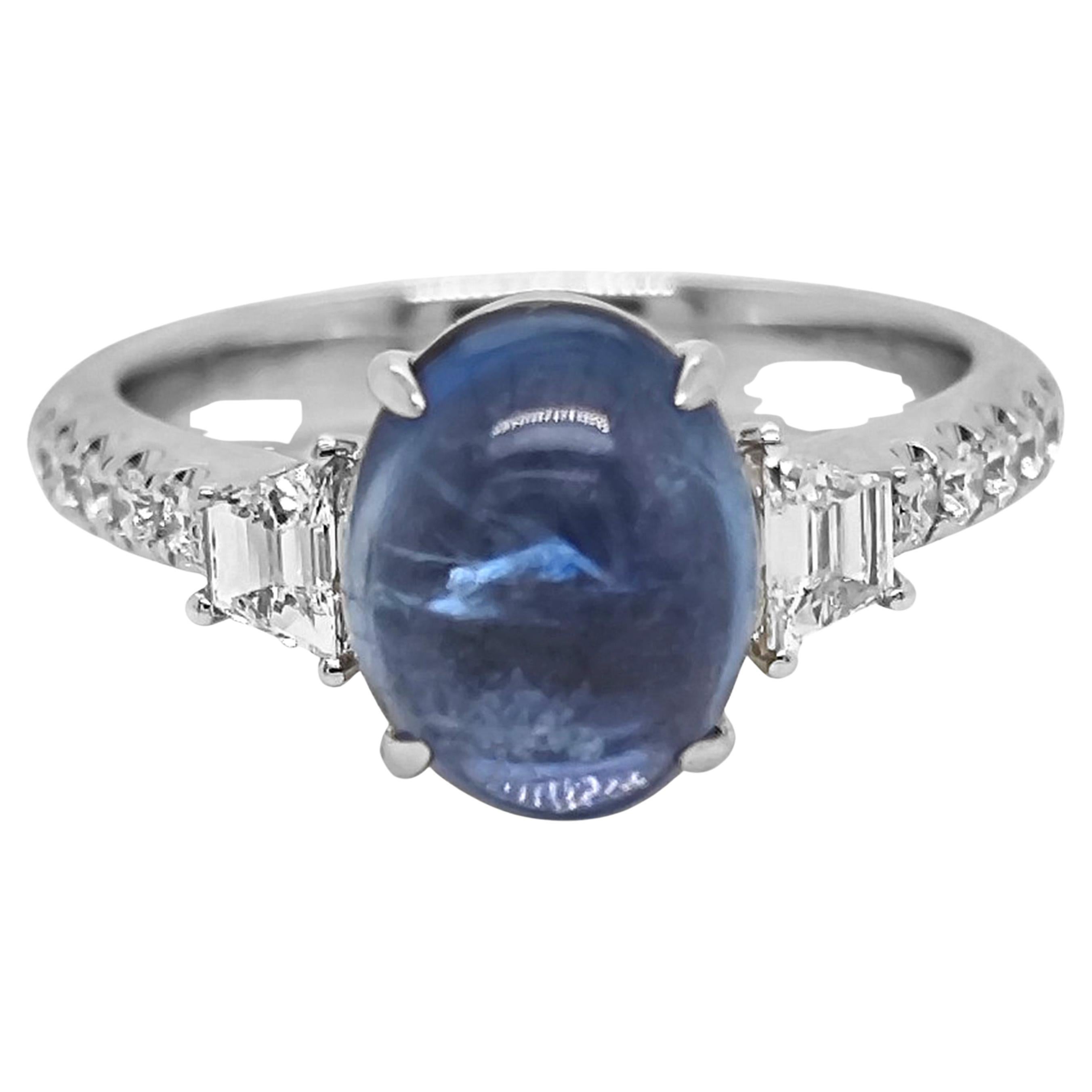 GIA Certified 3.32 Carat Sapphire and Diamond White Gold Ring