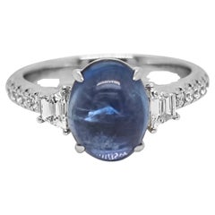 GIA Certified 3.32 Carat Sapphire and Diamond White Gold Ring