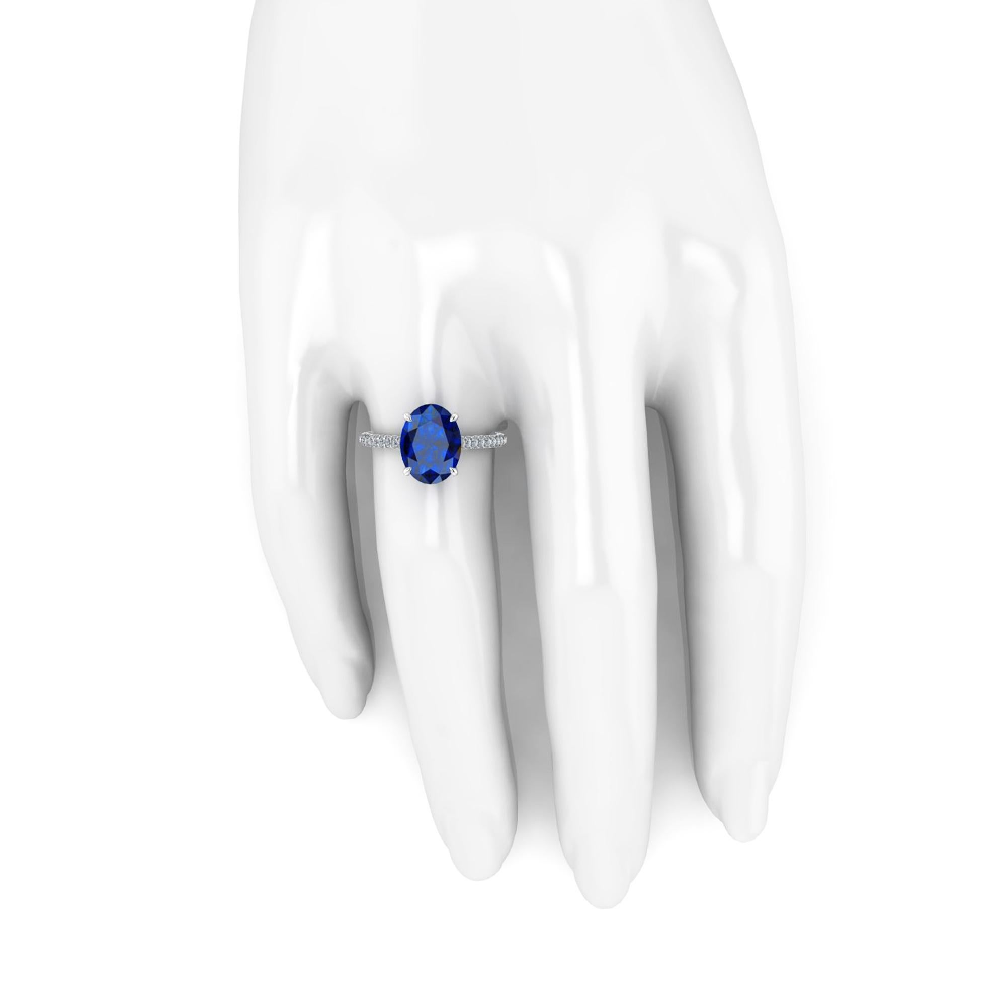 GIA Certified 3.34 Carat Blue Sapphire Diamonds Platinum Ring 1