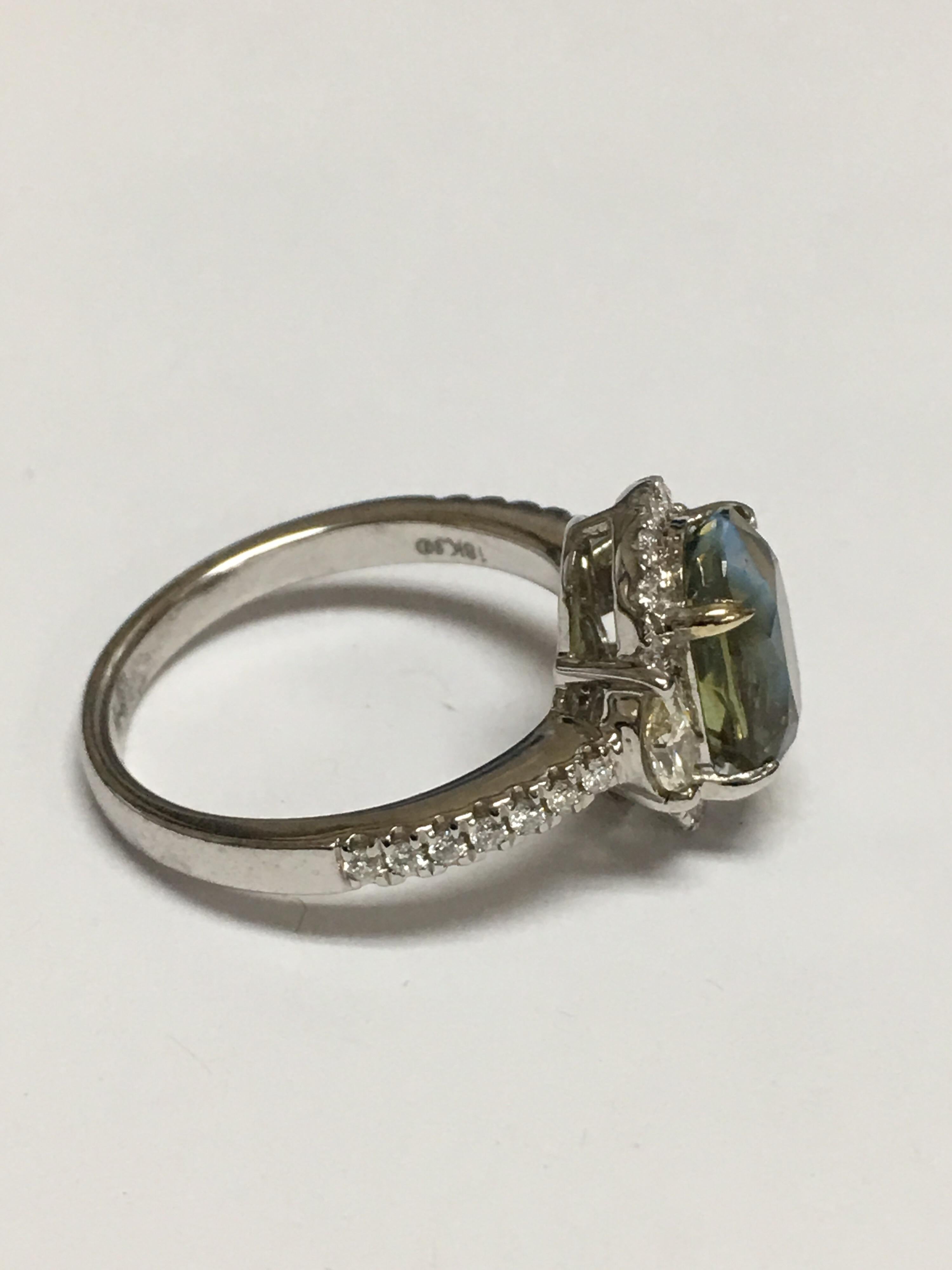 Women's GIA Certified 3.35 Carat Alexandrite Diamond Engagement Ring For Sale