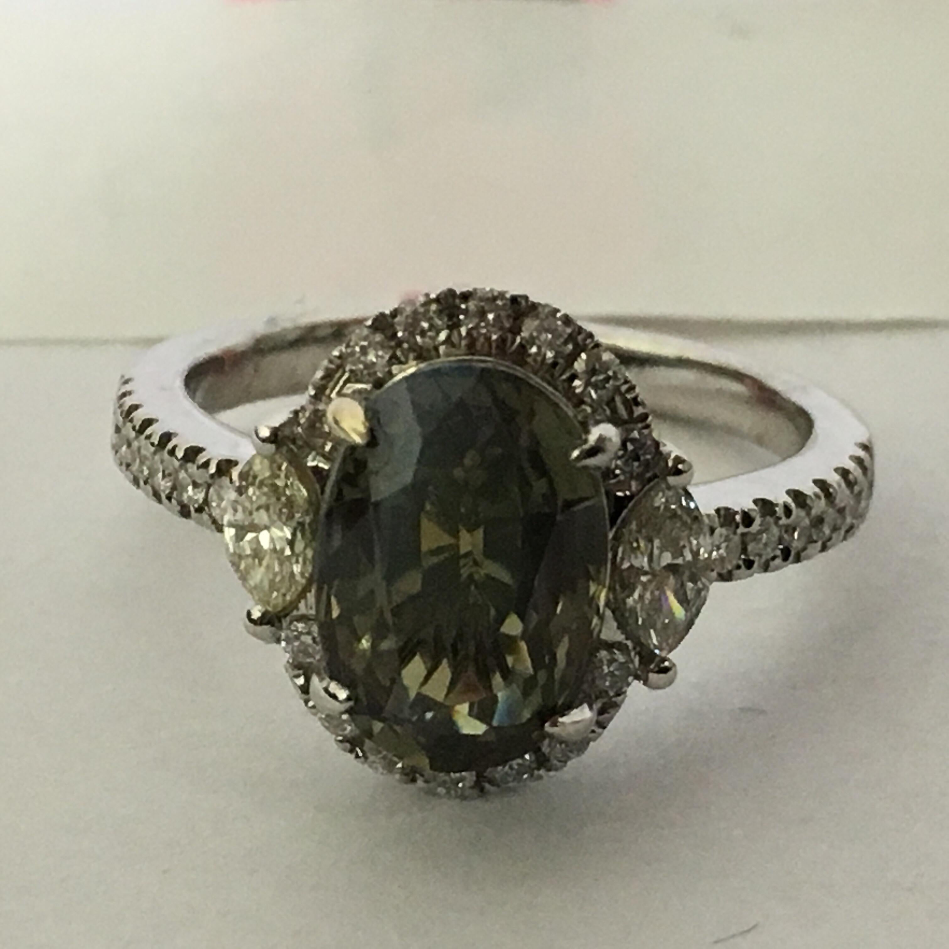 GIA Certified 3.35 Carat Alexandrite Diamond Ring 5