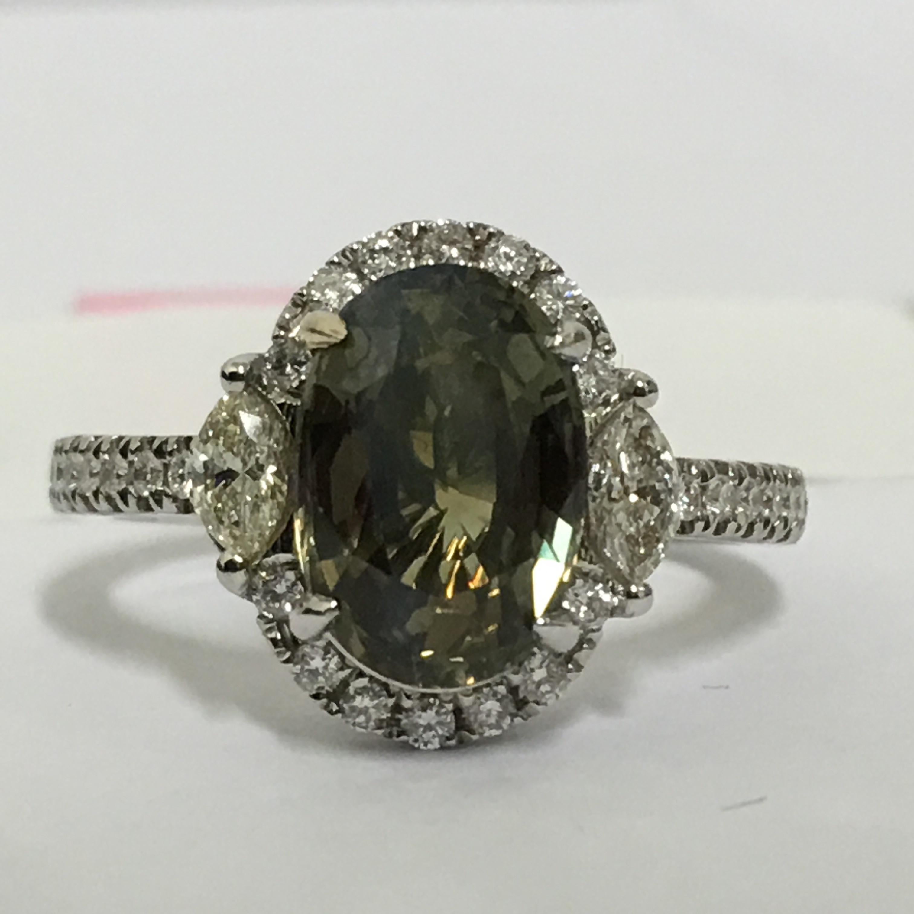 GIA Certified 3.35 Carat Alexandrite Diamond Ring 3