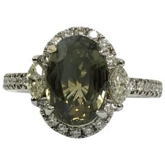 GIA Certified 3.35 Carat Alexandrite Diamond Ring