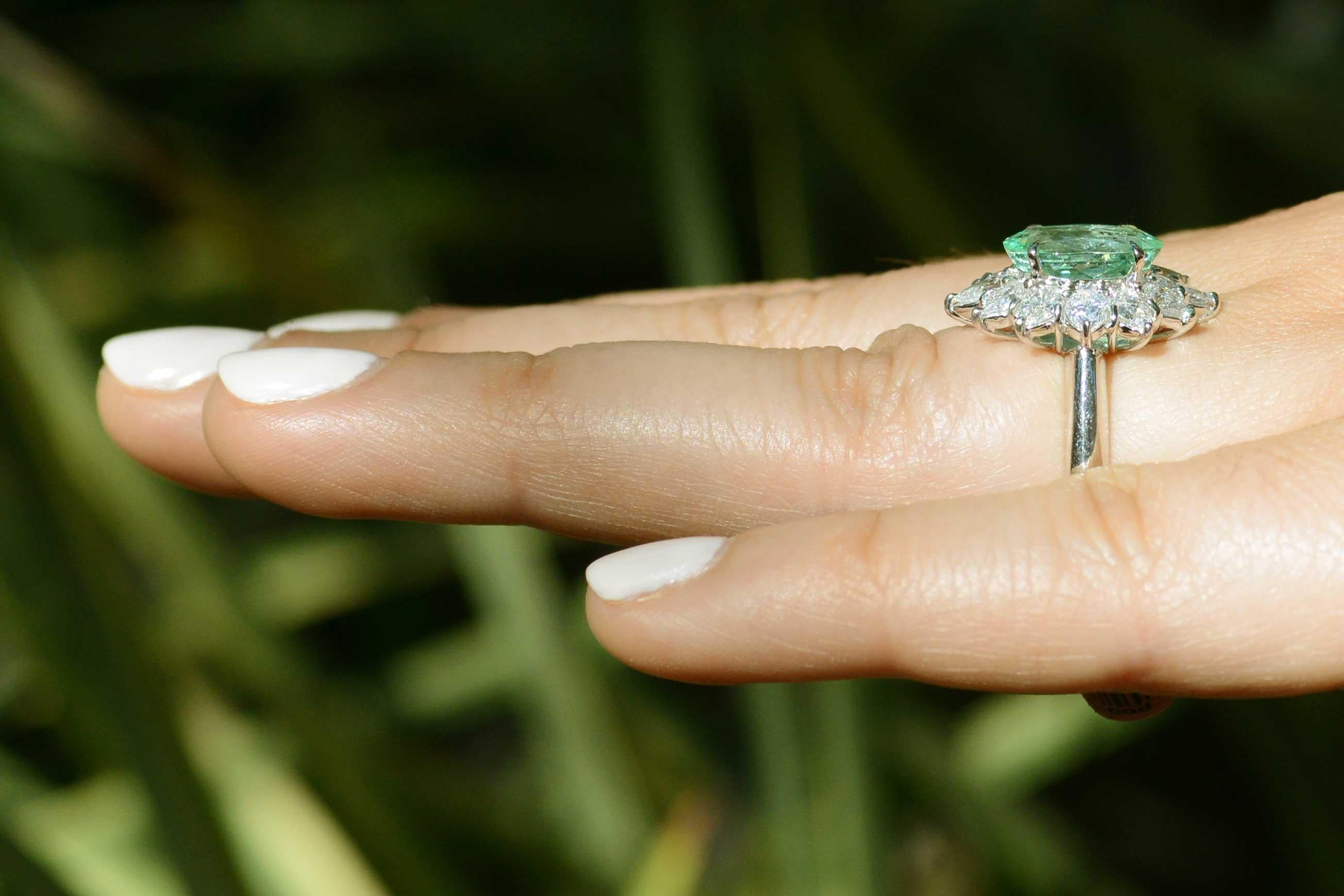Oval Cut GIA Certified 3.35 Carat Paraiba Tourmaline Diamond Engagement Ring