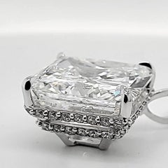 Gia Certified 33.60 Carat Radiant Cut Diamond Set on under Halo Pendant