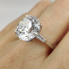 Anello solitario con diamante taglio rotondo antico europeo certificato GIA da 3,37 carati