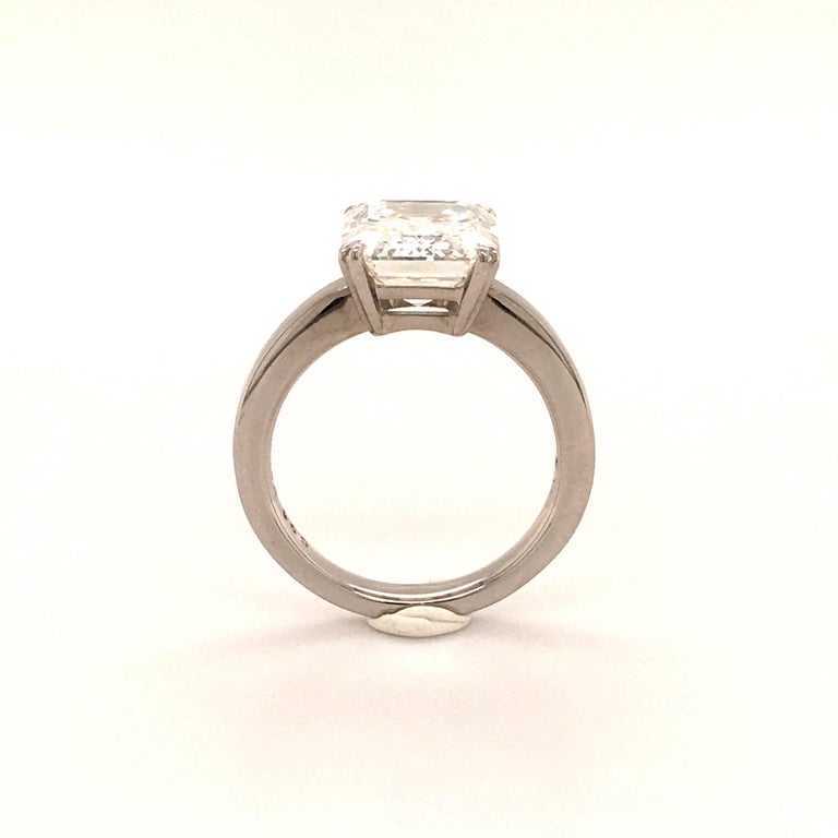 GIA Certified 3.37 Carat H-IF Emerald Cut Diamond Ring For Sale 3