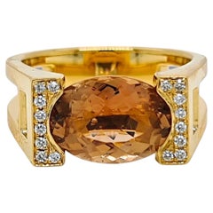 GIA Certified 3.37 Tourmaline Diamond Yellow Gold Ring