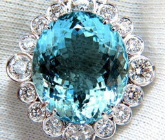 GIA Certified 33.71ct. Natural "Blue" Aquamarine Diamonds necklace Avis Diamond*