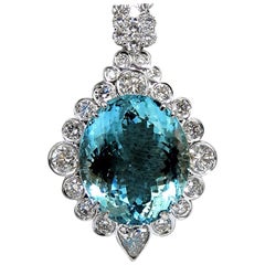 Certificado GIA 33,71 ct. Collar de diamantes aguamarina "azul" natural AvisDiamond