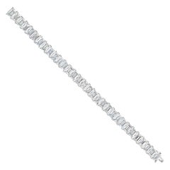GIA Certified 33.73 Carat Emerald Diamond Tennis Bracelet in 18K White Gold
