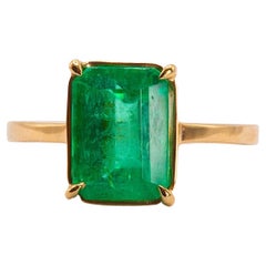 GIA Certified 3.38CT Colombian Emerald in 14K Yellow Gold Solitaire Ring