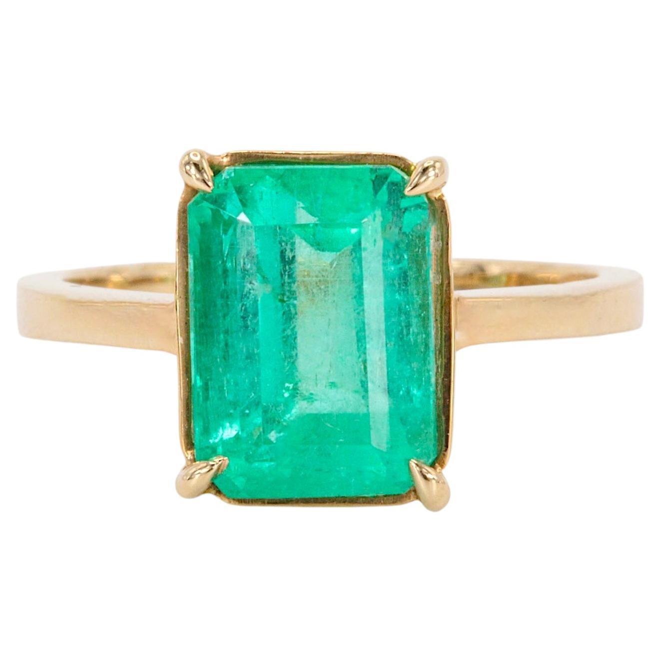 GIA-zertifizierter 3,38CT kolumbianischer Smaragd in 14K Gelbgold Solitär-Ring