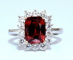 GIA Certified 3.38ct Natural Orange Sapphire Diamonds Ring 14kt No Heat