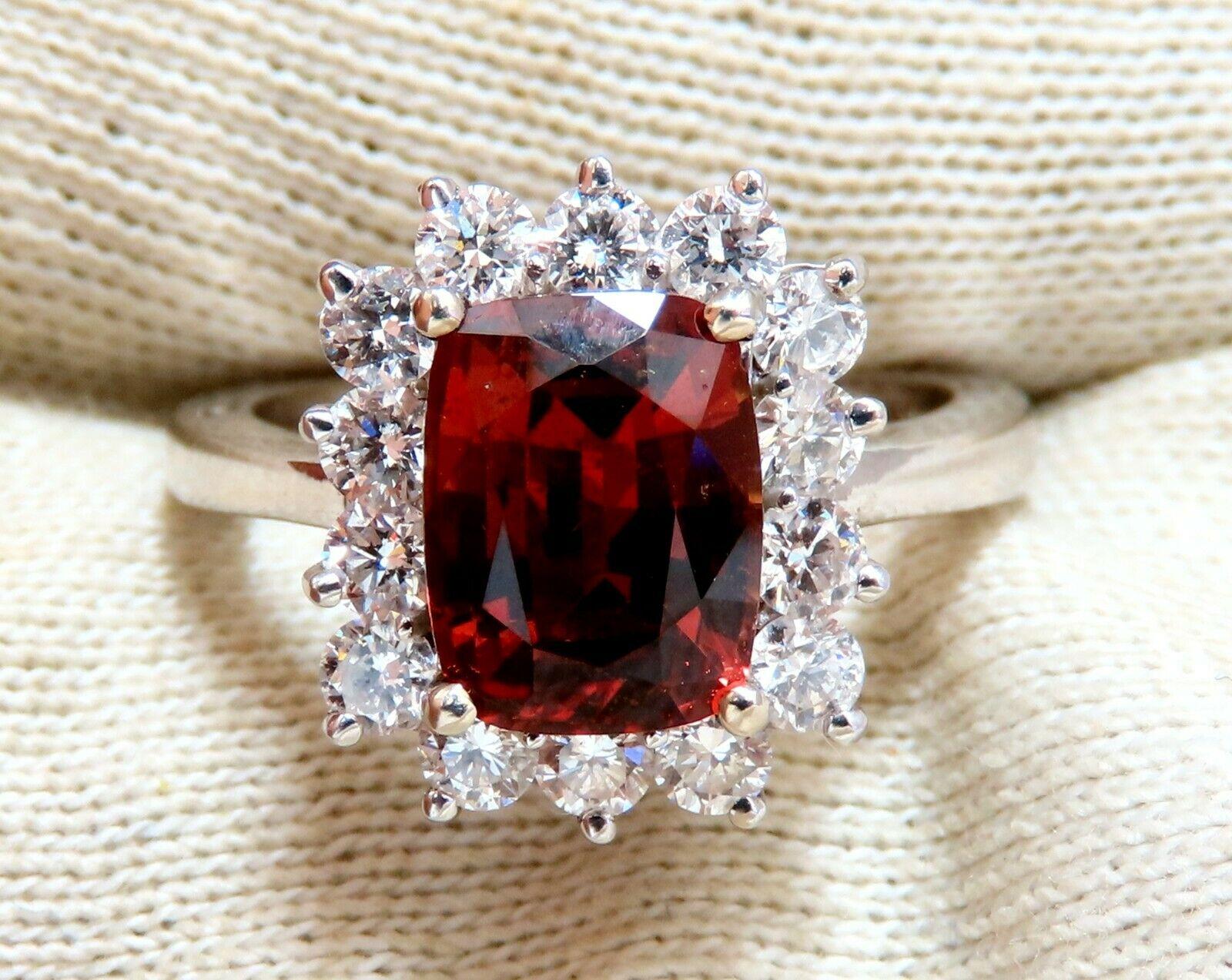 GIA-zertifizierter 3,38 Karat natürlicher orangefarbener Saphir Diamanten Ring 14kt keine Hitze im Zustand „Neu“ im Angebot in New York, NY