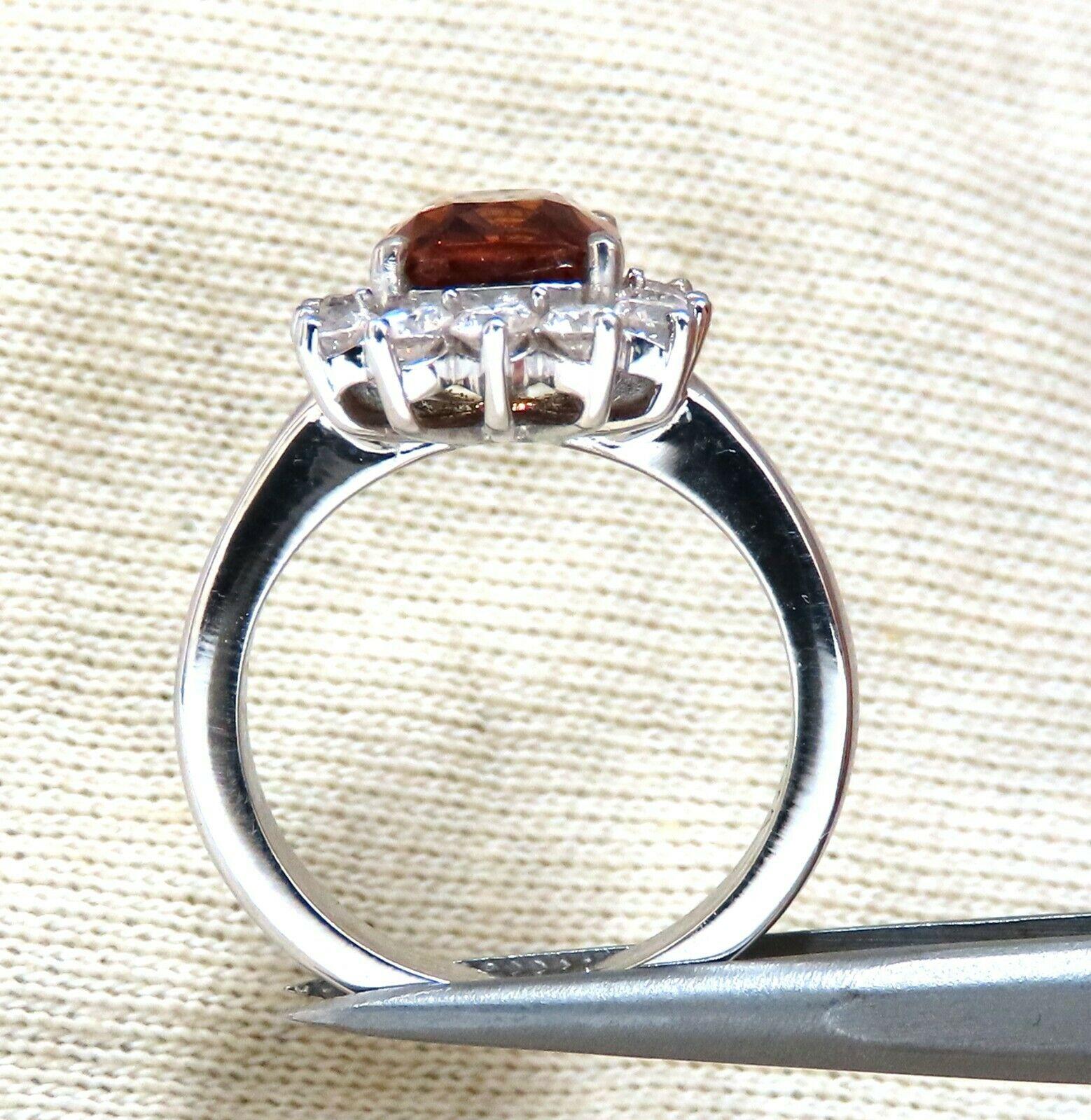 GIA-zertifizierter 3,38 Karat natürlicher orangefarbener Saphir Diamanten Ring 14kt keine Hitze für Damen oder Herren im Angebot