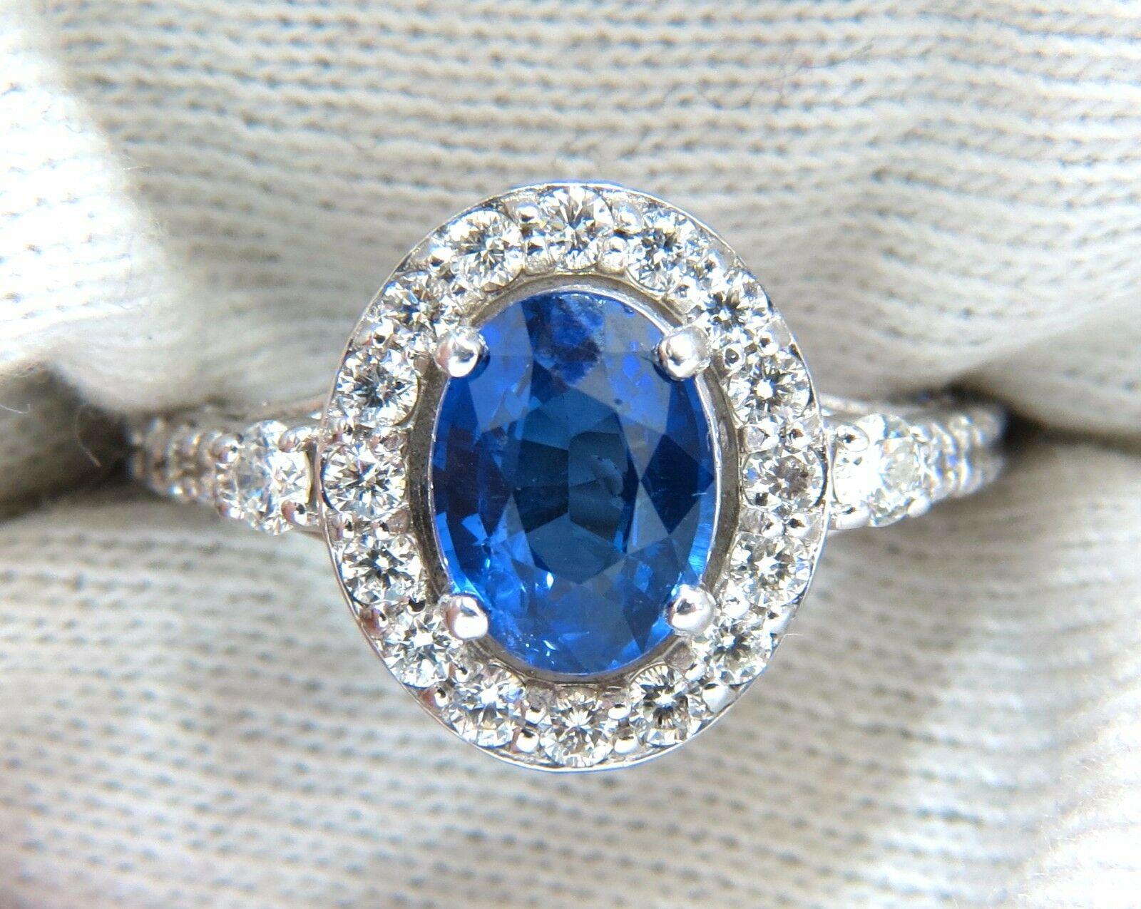 Women's or Men's GIA Certified 3.38 Carat Natural Royal Blue Sapphire Ring Halo Cluster For Sale