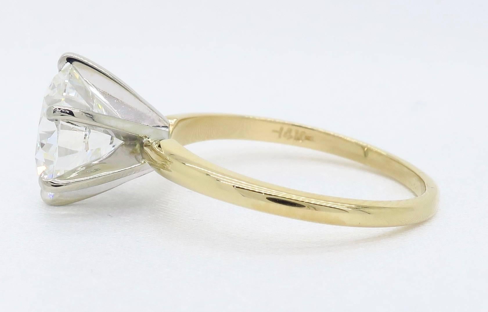 GIA Certified 3.39 Carat Round Brilliant Cut Diamond Engagement Ring 2