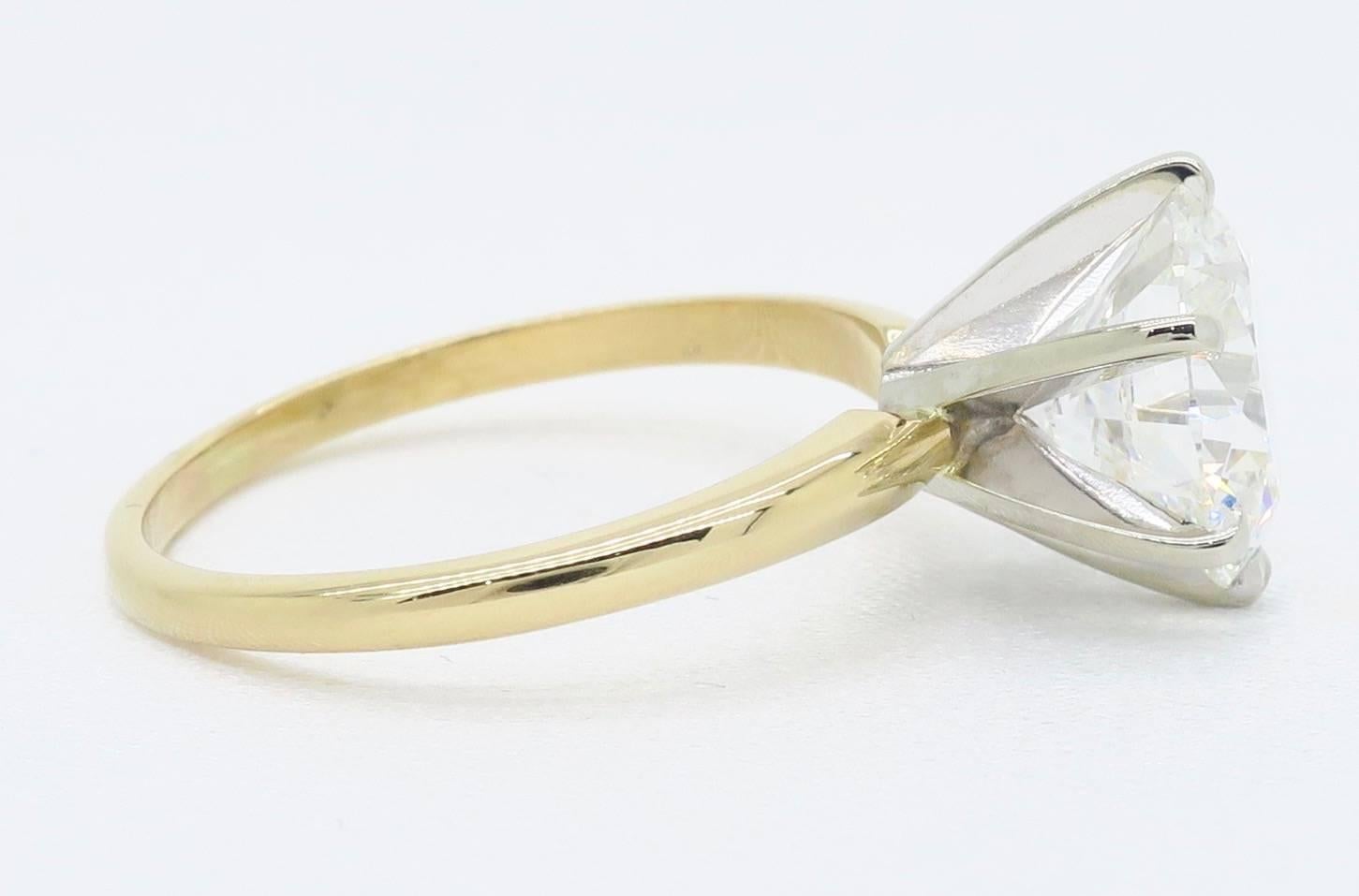 GIA Certified 3.39 Carat Round Brilliant Cut Diamond Engagement Ring 4