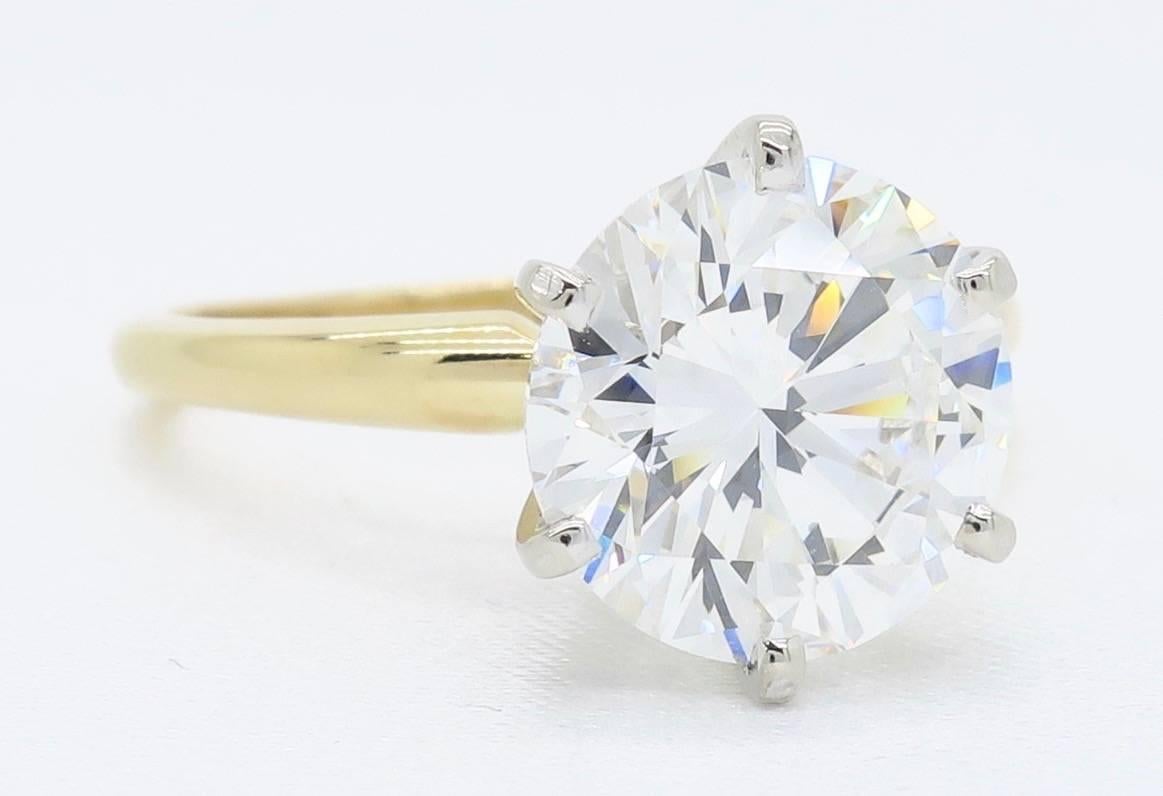 GIA Certified 3.39 Carat Round Brilliant Cut Diamond Engagement Ring 5