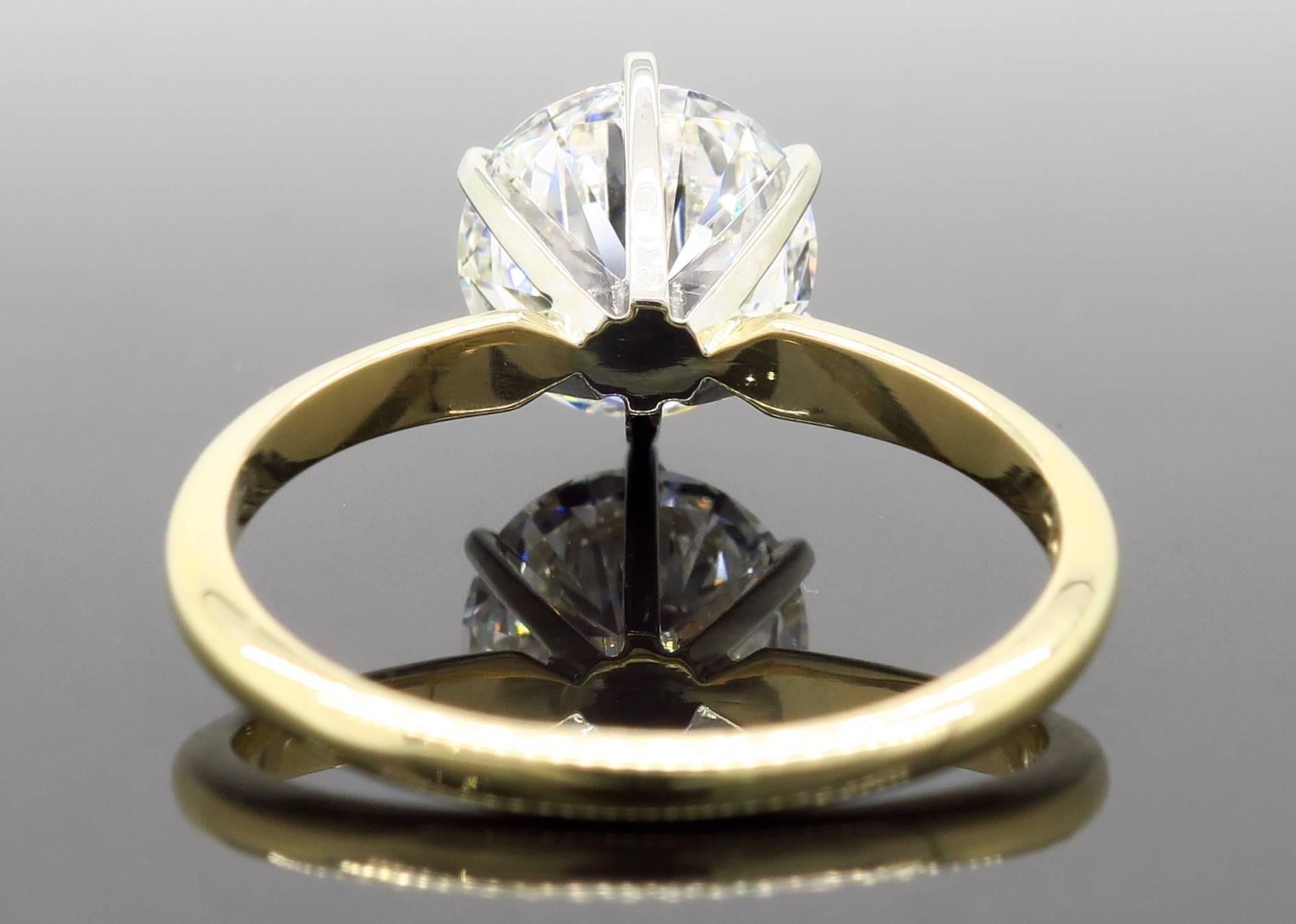 Round Cut GIA Certified 3.39 Carat Round Brilliant Cut Diamond Engagement Ring