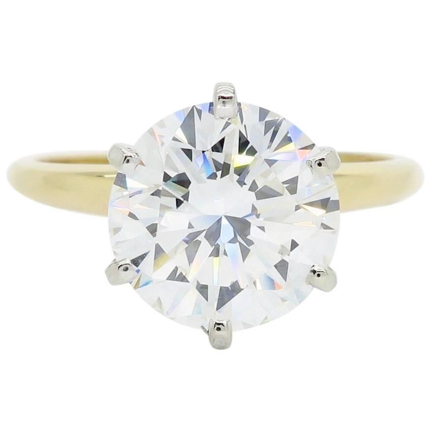 GIA Certified 3.39 Carat Round Brilliant Cut Diamond Engagement Ring