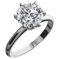 I FLAWLESS GIA Certified 3 Carat Round Brilliant Cut Diamond Platinum Ring