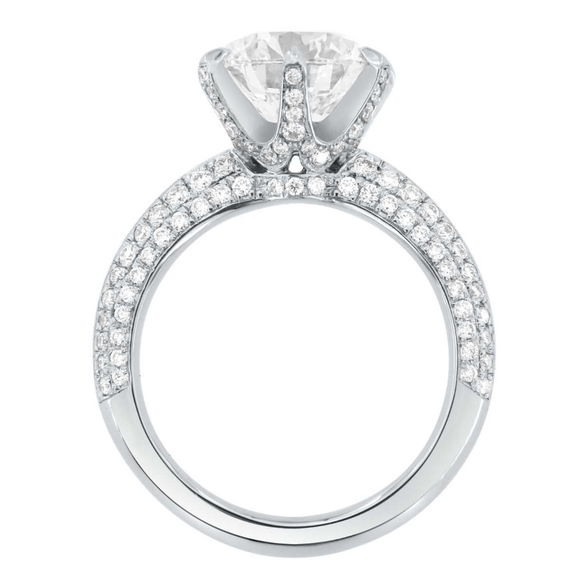 Bague en platine avec diamant rond de 3,39 carats de taille idéale D-VVS1 certifié GIA Neuf - En vente à San Francisco, CA