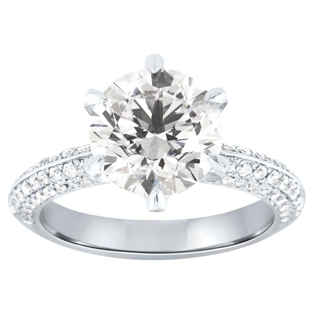 GIA Certified 3.39 Carat Round D-VVS1 Ideal Cut Platinum Diamond Ring