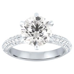 GIA Certified 3.39 Carat Round D-VVS1 Ideal Cut Platinum Diamond Ring