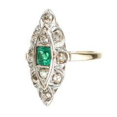 GIA Certified .34 Carat Emerald Diamond Two-Tone 14k Gold Ring
