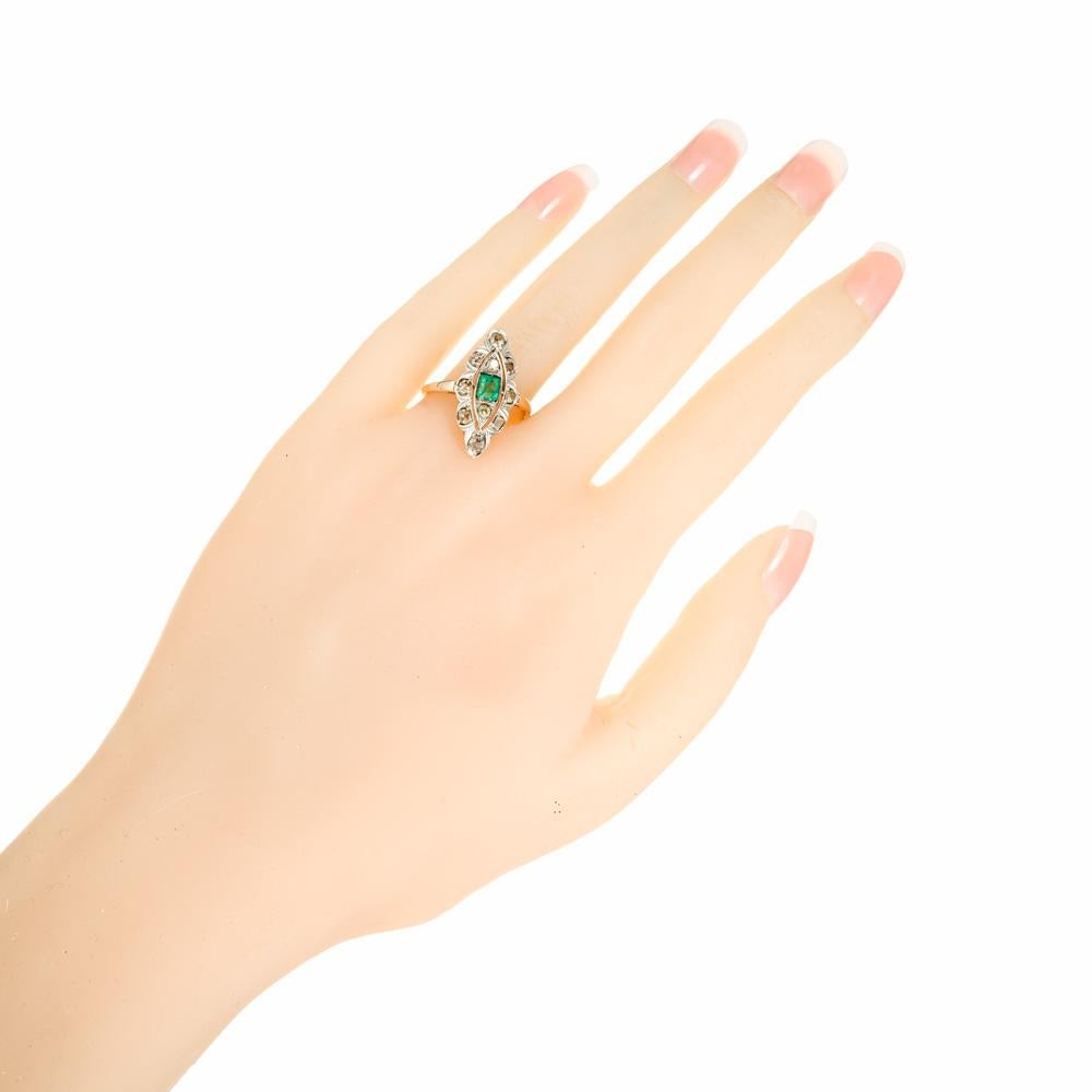 Women's GIA Certified .34 Carat Emerald Diamond Two-Tone 14k Gold Ring For Sale